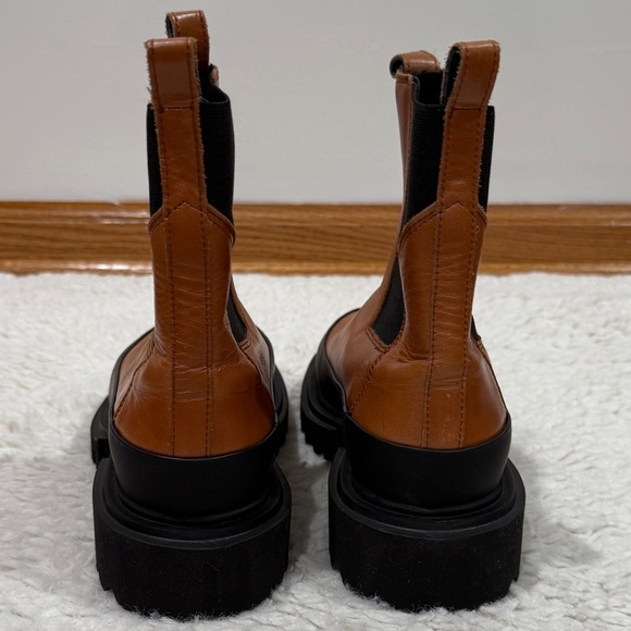 New AllSaints Women Harlee Lug Sole Chelsea Boot Sz 7 Brown Chunky Rugged Edgy - Picture 3 of 8